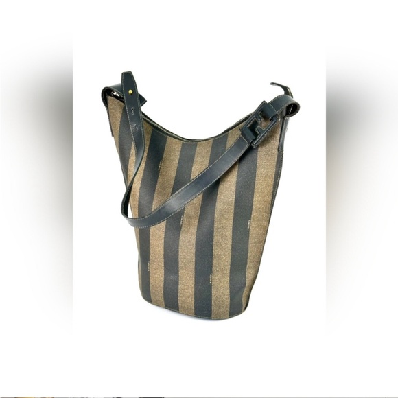 Fendi Handbags - FENDI Pequin Stripe Shoulder Bag Bucket Tote Vintage